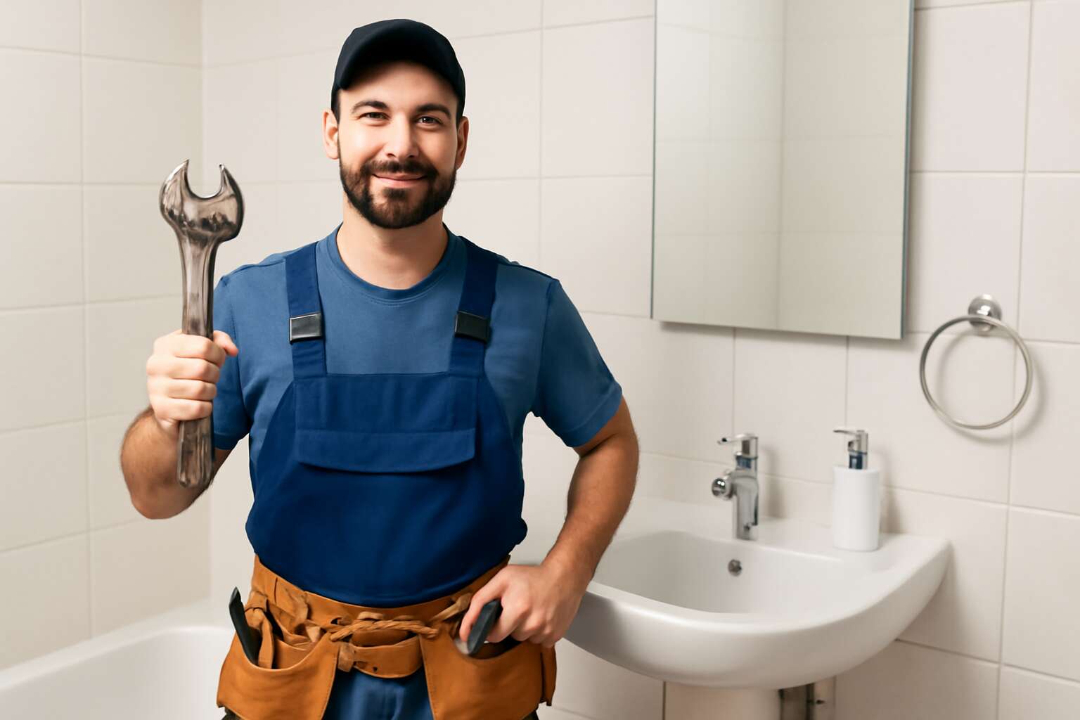 plumber with wrench